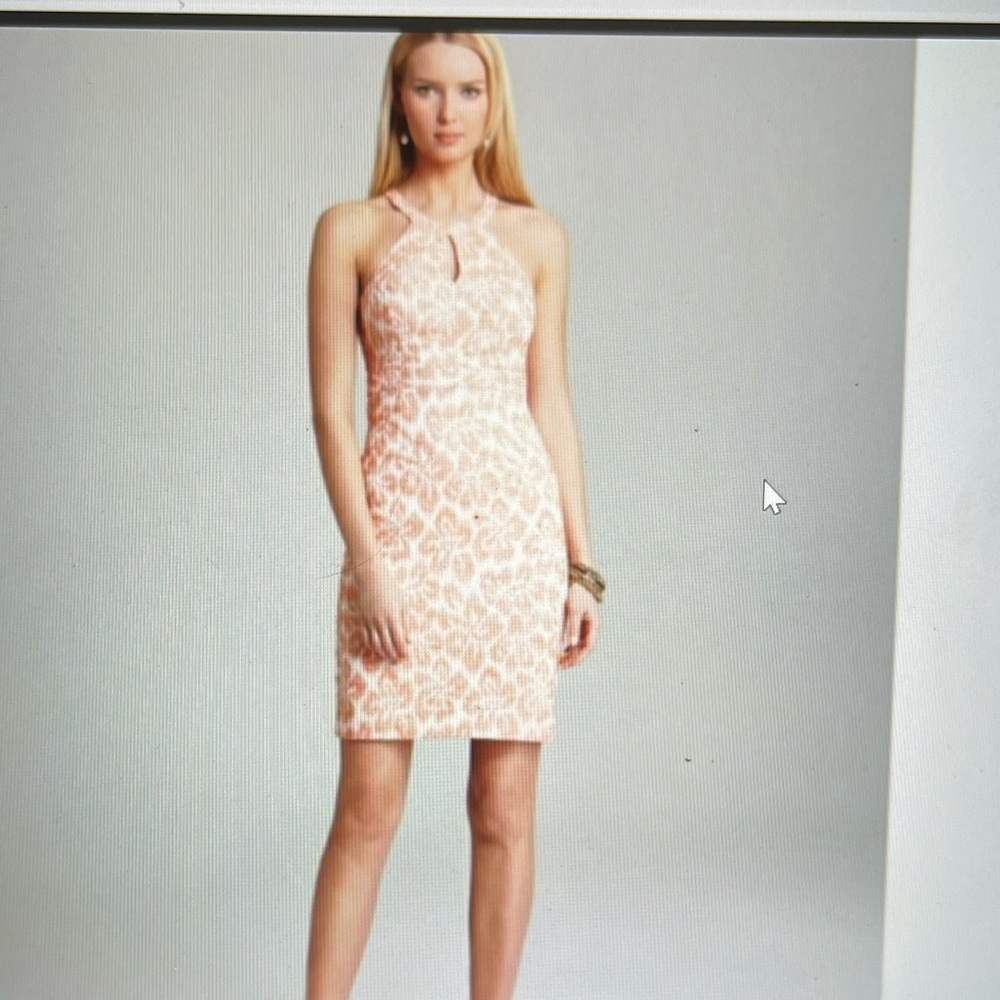 Trina Turk - orange and white halter dress size 8